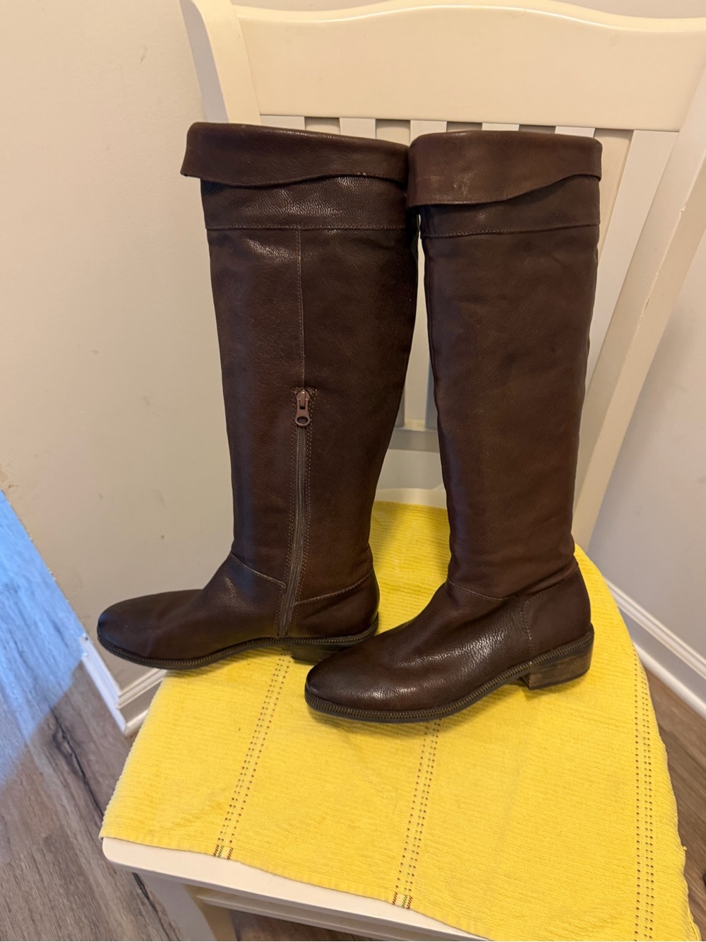 Calvin Klein Dark Brown Over-the-Knee Leather Boots